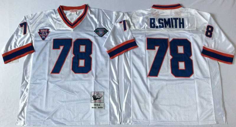 Bills 78 Bruce Smith White M&N Throwback Jersey